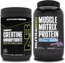 NutraBio Creatiini Monohydraatti, makua sisältämätön, (300 g) ja lihasmatrix proteiinijauhe, (Confetti kakku) täydennysosa Bundle ... Lihasenergia, suurin kasvu, elpyminen ja vahvuus
