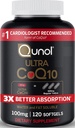 Qunol Ultra CoQ10 100mg, 3x Parempi imeytyminen, Patentoitu vesi ja rasvaliukoinen luonnollinen täydentää Form Coenzyme Q10, Antioksidantti sydänterveyden, 120 kreivi Softgels