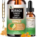 Moringa Drops - Organic Moringa Leaf Extract Liquid Turmeric Ginger Boswellia for Energy, Skin Health, Gut Health - High Absorptio Green Superfood w / Essential Vitamiinit ja aminohapot