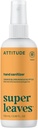 ATTITUDE Hand Sanitizer Spray aikuisille ja lapsille, EWG Varmennettu, Tappavat bakteerit ja germs, Vegan, Orange Blossom & Eucalyptus, 3.38 Fl Oz (Spray Bottle)