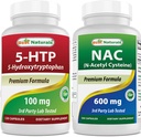 Best Naturals 5-HTP (5-hydroksitryptofaani) 100 mg & NAC - N Acetyl Cysteine 600 mg