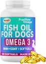 Omega 3 Fish Oil for Dogs - 120 SoftGels - ihon ja turkin täydentää koirille, tukee terve iho, turkki, nivelet, sydän ja immuunijärjestelmä, Premium Fish Oil Supplement koirille - Valmistettu USA
