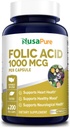NusaPure Folic Acid 1000mcg 200 Kasviskapselit (GMO, kasvissyöjä, Gluteeniton)