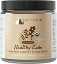kin+kind Terveellinen Calm Supplement koirat ja kissat - Vet Formulated Natural Formula Luomu kamomilla, Timjami, Apple Pomace, Inkivääri ja Coconut- Valmistettu USA - 4 oz (Medium)