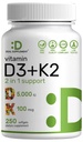DEAL-Liite D3-vitamiini 5 000 IU + K2 MK7 Softgels, 250 Count - 2-in-1 Complex