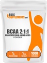 BulkSupplements.com BCAA 2:1:1:1 Jauhe - Haaraketju Aminohapot, BCAAs Aminohapot Powder - makuamaton & Gluteeniton, 1g per tarjoilu, 1kg (pakkaus 5) (11 lbs)