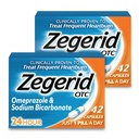 Zegerid OTC, 24 tunnin närästyksen lievittäminen, Acid Reflux Medicine ja Antasidit, Treatments Frequent Heartburn, Omeprazole 20 mg + natriumbikarbonaatti, Protonipumpun estäjä (PPI), kaksi 42ct-pakkausta