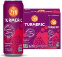 Zyn Turmeric Wellness Drink (6 pakkaus), Granaattiomenakarpalomakuinen kurkuma Juo mustapippurilla, ei lisäsokeria, matala carb & Low Calorie Drink, puhdas vaihtoehto