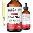 Wild & Organic Cayenne Pepper Tincture - Digestiivinen tuki Capsaicin Extract - Cayenne Pepper Liquid Drops Overall Well-Being - Vegaani, sokeri & alkoholiton - 4 fl oz