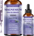 Triple Magnesium Complex Liquid Drops, 1000 mg Magnesium Glycinate Drops, Taurate & Citrate L-theanine, D3-vitamiinia ja B6-vitamiinia uni- ja lihastuki, rauhallinen magnesium, rypälemaku, 2 Fl OZ