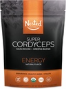 Super Greens Daily Greens Superfood Powder - Certified USDA Organic Green Powder w/20+ Koko ruoka, Spirulina Powder, Wheat & Barley Grass - Probiootit, Fiber & Enzymes - Cordyceps, 30 Tarjoilut
