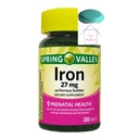 Spring Valley Iron as Ferrous Sulfate Tablets Ravintolisä, 27 mg, 250 Count + 1 Mini pilleri Container (Color Varies)