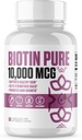 Biotiini Puhdasta 10 000 MCG + kalsiumia #1 Uusi enimmäisannos Biotiini B7 lisäravinteet terveempiä ja pidempiä hiuksia, ihoa ja kynsiä Vegaanikapselit miehille ja naisille - 60 tarjoilua