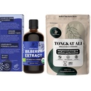 Jungle Powders Tongkat Ali miesten jauheille 200:1 uute 5 Ounce Bag, Wild Bilberry Extract silmät Organic 3.4oz Pullo Mustikka täydentää silmät