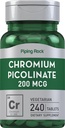 Piping Rock Cromic Picolinate 200 mikrogrammaa ... 240 tablettia... Kasvisruoka, ei-GMO, gluteeniton täyte