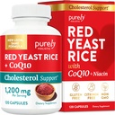 Red Yeast Rice 1200mg kanssa CoQ10 täydentää & flush ilmainen niasiini 120 extra vahvuus kasvissyöjä kapselit ... Advanced Terve sydän Formula - ei-säteilyä, Citrin vapaa