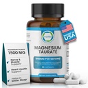Natural Magnesium Taurate Supplement 1500 mg 90 kapselia - 30 päivää Supply for Sleep Support, Heart Health, Rentoutuminen, Verenpainetasapaino ja energia Boost