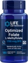 Life Extension Optimoitu Folaatti (L-Metyylifolaatti) 1700 mikrog DFE, 180 Veg tablettia