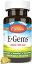 Carlson E- Gems 200 IU (134 mg), Natural- Source E-vitamiini, Optimaalinen hyvinvointi, 90 pehmeää geeliä