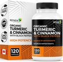 Renew Actives Organic Turmeric 474MG & Cinnamon 50MG per 2 kapselia Curcumin & BioPerine Absorptiota varten Tuet Aineenvaihduntaa, Yhteinen terveys ja ruokavaliota Valmistettu Kanadassa 120 kapselia