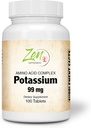 Zen lisäravinteet - Kalium 99 mg (Aminohappo) 100-Tabs - neste- ja elektrolyyttitasapaino Formula - Sydän-, hermo- ja lihastoimintojen tuki