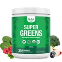 Nested Naturals Super Greens Daily Superfood Powder - Certified UDA Organic Green Powder w/20+ Koko ruoka, Spirulina Powder,Wheat & Barley Grass - Probiootit, kuitu & Enzymes - Original Flavour, 30