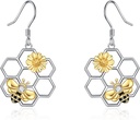 LUHE Bee korvakorut naisille 925 Sterling Silver Bumble korvakorut Honeycomb Honeybee korut Dangle lahjat naisille