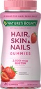 Nature's Bounty Optimal Solutions Hiukset, iho ja kynnet vitamiini Gummies Biotin, 2500 mikrog, mansikka, 80 kreivi, 40 Yhteensä