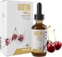 Maxler Liquid Biotin Drops - Vegan Biotin Vitamiinit hiusten ihoa ja kynsiä - Biotin täydennysosa aineenvaihduntaa hiilihydraatit, proteiinit ja rasvat - 6000 mcg Biotin Liquid per Serving - Cherry Flavor