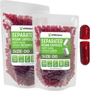 XPRS Nutra Vegan Koko 00 Erilliset kapselit - 1000 Count Premium Tyhjät kapselit Erotettu laukut - 00 pillereitä Tyhjä DIY täydennysosa täyte (Clear Red)