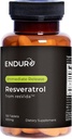 Endur Resveratrol, Terve ikääntyminen ja sydän-ja verisuonitautien tuki täydentää, Instant Release Antioksidantti Grape Skin Extract, Gluteeniton, 100 mg (150 tablettia)