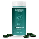 Iwi Omega-3, 30 Softgels (30 tarjoilua), Vegan Plant-Based Algae Omega 3 EPA + DHA, Koko kehon tuki Ruokavalion täydentää, Krill & Fish Oil Vaihtoehtoinen, Ei kalainen Jälkimaku