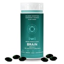 Iwi Life Brain Omega-3, 60 Softgels (30 tarjoilua), Vegan Plant-Based Algae Omega-3 EPA + DHA, Focus, Muisti ja mieliala Tuki Ruokavalio Supplement, Krill & Fish Oil Vaihtoehtoinen, Ei Fishy Jälkimaku