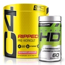 C4 repi & SuperHD, Thermogenic Bundle, C4 repäisi Esiharjoitusjauhe, Vadelma sitruunamehu 30 Tarjoilut + SuperHD Capsimax ja vihreä teeuute, 60 tarjoilua
