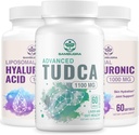 TUDCA Liver Supplements 1100 mg ja Liposomal Hyaluronic Acid Supplements 1000 mg, korkea hyötyosuus täydentää (paketti 3)