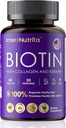 Biotiini hydrolysoidulla kollageenilla ja Keratinilla, 5000 mcg Biotiinillä hiusten kasvua varten,Skin & kynsien & energiantuotanto,USA Made - A-vitamiini, C, D3, E, B1, B2, B7, B12 Complex