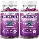 2 pakkausta 3000 mg Glukosamiini Chondroitin Gummies MSM & Elderberry - Extra Strength Yhteinen terveys, joustavuus, antioksidantti Immuuni tuki täydentää Gummy aikuisille, miehet & naiset 120 Cts