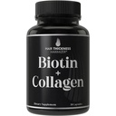 Biotiini ja kollageenin lisäravinteet 10 000 mcg Biotiini + Naudan kollageeni tihentämiseen & Brittlen hiuksiin. Edistynyt 2-in-1 vitamiinikompleksi. Tukee Ticker, Terveempi hiusten kasvua naisille, miehet