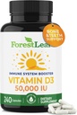ForestLeaf-vitamiini D3 50 000 IU VIT D - VIT D3-vitamiini D-lisä naisille ja miehille Luuterveys, hampaat, immuuni tuki Helppo niellä pillereitä