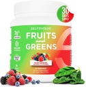 Fruits and Greens Organic Probiotic Powder: 30 tarjoilua miehille ja naisille. Vegaani 10 miljardin PMY:n, Spirulina, Kale, Pinaatti, Klorella, Elderberry, Dgestive Enzymes - Probiootit