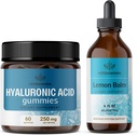 HERBAMAMA Hyaluronic Acid and Lemon Balm Kit - Bundle of 250 mg Hyaluronic Acid Gummies & Lemon Balm Leaf Extract 4 fl oz - Vegaani, ei-GMO, alkoholiton - 2 pakkaus