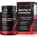 Methylated B Complex Supplement - Bioaktiivinen Metyyli B Complex 5-MTHF Methyl Folate & B12 Methylcobalamin Brain Heart Energy & Homokysteine Support - Super B-vitamiini Complex (30 count)