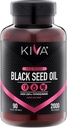 Kiva Black Seed Oil Softgel Kapselit - Kylmäpuristettu (2000 mg), 2%+ Korkea Thymokinoni (TQ), 100% Turkin Nigella Sativa Seed Oil, 90 Vegaani Softgels
