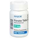 Majuri 27 mg Feraattivälilehdet - Ferrous Glukonaatti Elementaali Rautaen ravintolisä - 100