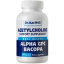 Asetyylikoliini, Alpha GPC Koliini 600 mg + Bacopa, parempi kuin jokainen Yksin. Luotettavampi asetyylikoliini (Tukee muistia ja oppimista), 60 kapselia