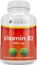 Puhtaasti kokonaisvaltainen B2-vitamiini Riboflaviini 400 mg - 240 Vegaanikapselia, 8 kuukauden tarjonta - suuri vahvuus B2-vitamiinit - ei-muuntogeeniset & gluteeniton - Tukee energian tuotantoa & soluterveyden