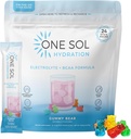 Yksi Sol BCAA & Electrolyte Powder for Hydration & Energy, Kaikki luonnolliset Formula, 100% Vegaani, ei-GMO, Gluteeniton & soijaton, edistää lihasten kasvua ja elpymistä, Gummy Bear Flavor