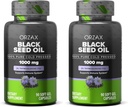 ORZAX Musta siemenöljy 1000 mg Organic Cold Pressed kapselit hiukset, iho, ja nivelet - Rikas Omega 3 6 9 - ei-GMO, Gluteeniton - (90 pehmeä geeli kapselit) (pakkaus 2)