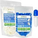 XPRS Nutra Koko 1 Liivate Erilliset kapselit- 500 Count Tyhjä Pilleri Kapselit Erotettu laukkuihin - Tyhjät pillerit Tyhjä DIY täydentää täyte (sininen/valkoinen)