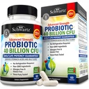 BioSchwartz Daily Probiotic Nutritional Supplement - 40 miljardia PMY Gut Health - Probiootit miehille ja naisille - Ruoansulatusterveys Astragalus & Lactobacillus - Hyllytabletti - 60 Count